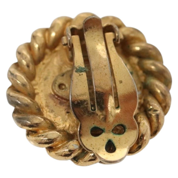 CHANEL Earring metal Gold CC Auth bs29157