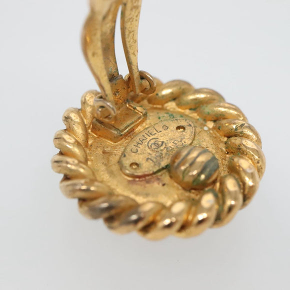 CHANEL Earring metal Gold CC Auth bs29157