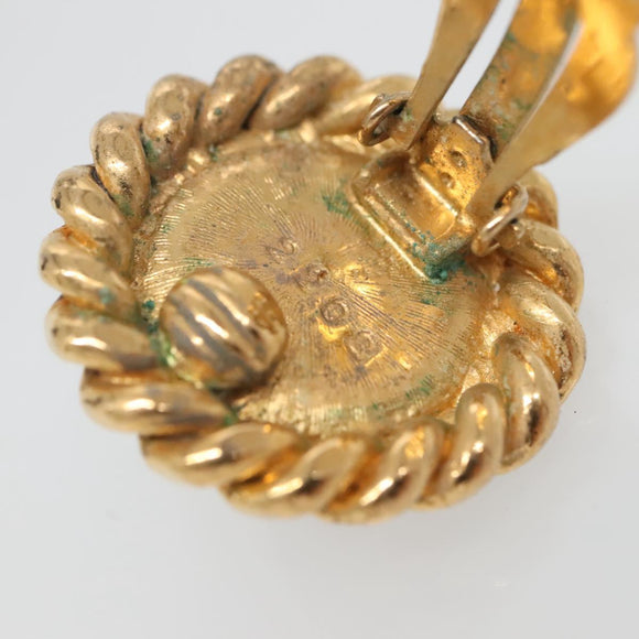 CHANEL Earring metal Gold CC Auth bs29157