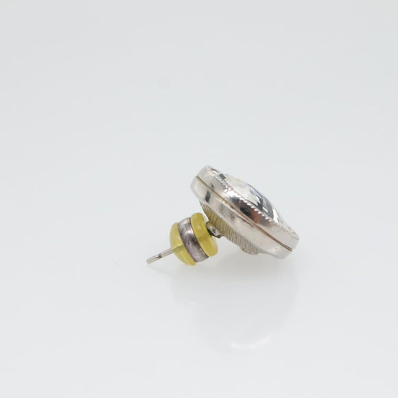 CHANEL Pierce Earring metal Silver CC Auth bs29158