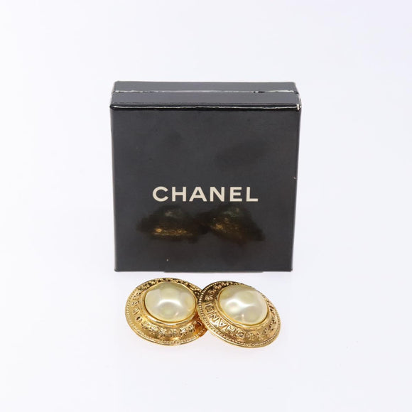 CHANEL Earring metal Gold CC Auth bs29160