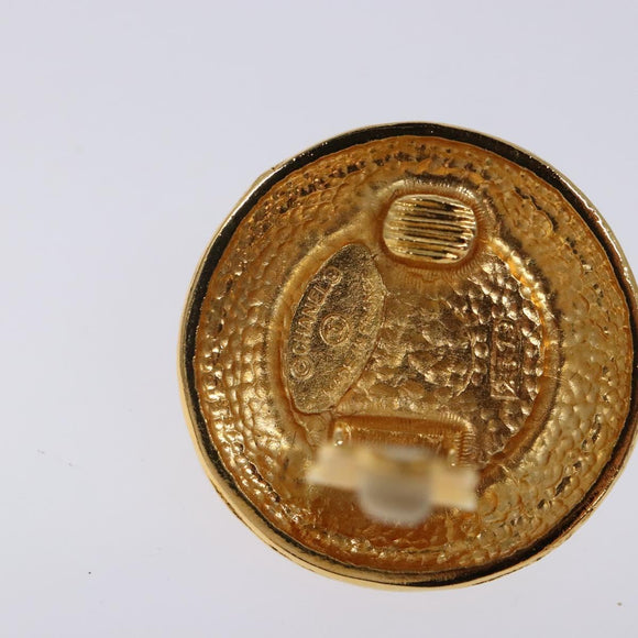 CHANEL Earring metal Gold CC Auth bs29160