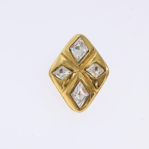 CHANEL Earring metal Gold CC Auth bs29166