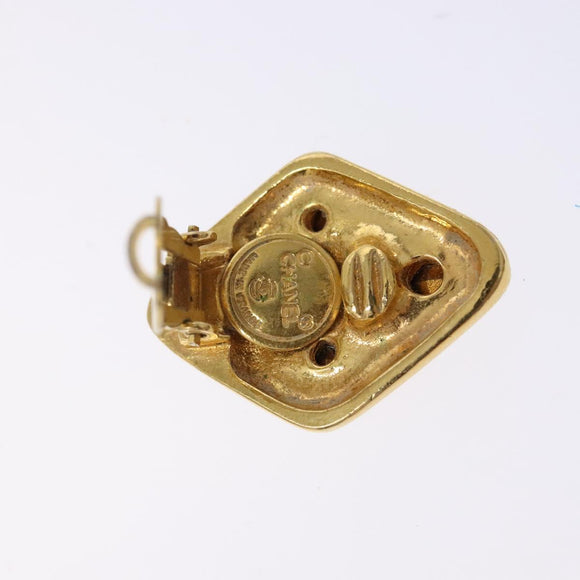 CHANEL Earring metal Gold CC Auth bs29166