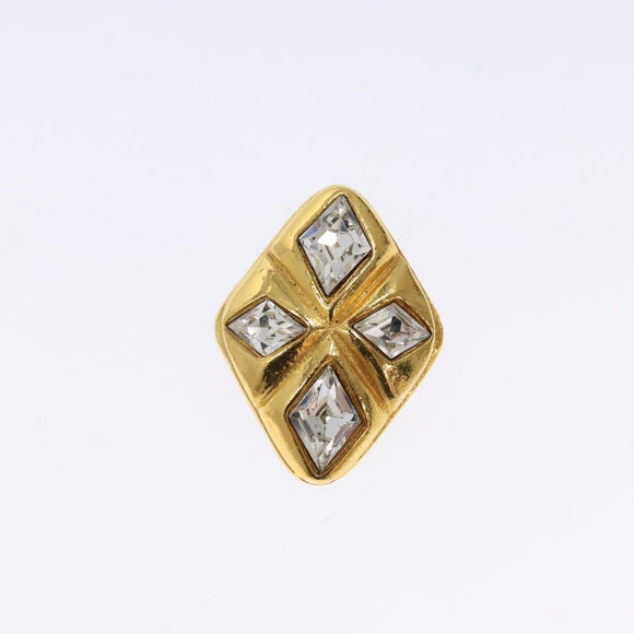 CHANEL Earring metal Gold CC Auth bs29166