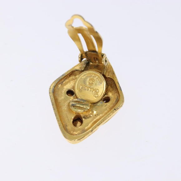 CHANEL Earring metal Gold CC Auth bs29166