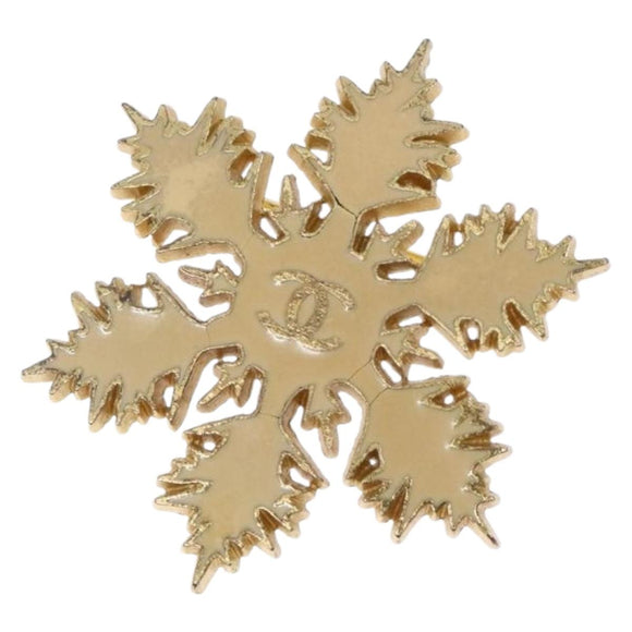 CHANEL Brooch metal Gold Tone CC Auth bs29167