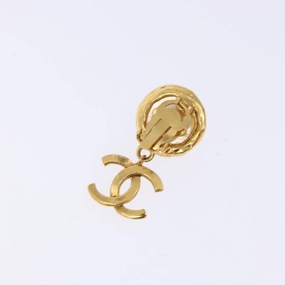 CHANEL Earring metal Gold CC Auth bs29181