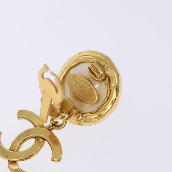 CHANEL Earring metal Gold CC Auth bs29181