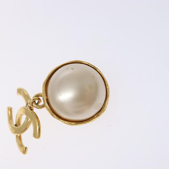 CHANEL Earring metal Gold CC Auth bs29181