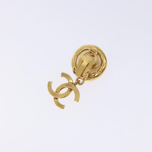 CHANEL Earring metal Gold CC Auth bs29181