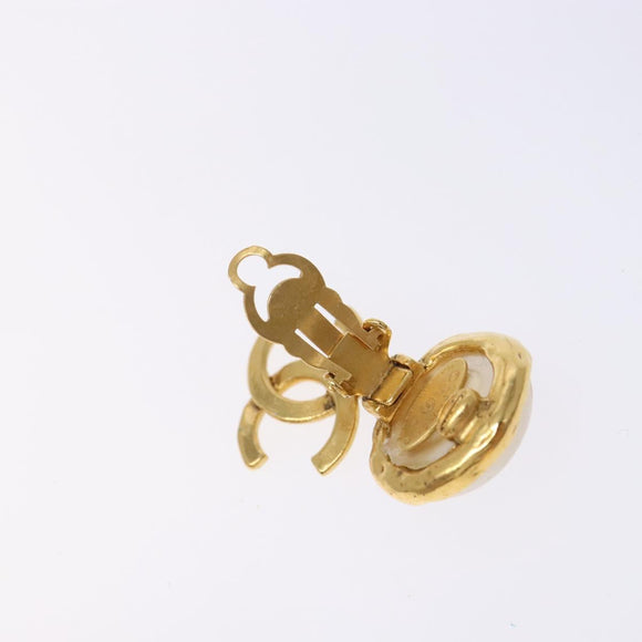 CHANEL Earring metal Gold CC Auth bs29181