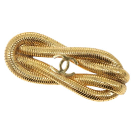 CHANEL Brooch metal Gold CC Auth bs29186