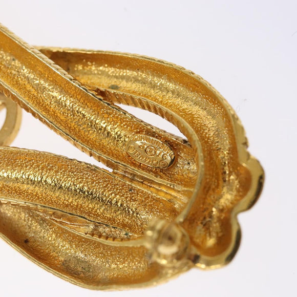 CHANEL Brooch metal Gold CC Auth bs29186
