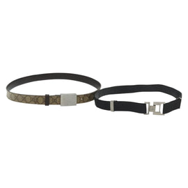 GUCCI GG Supreme Belt Leather 2Set Black Beige Auth bs29191