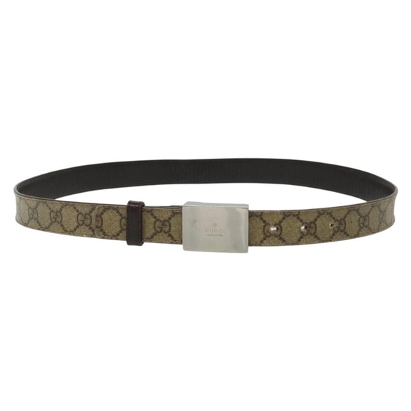 GUCCI GG Supreme Belt Leather 2Set Black Beige Auth bs29191