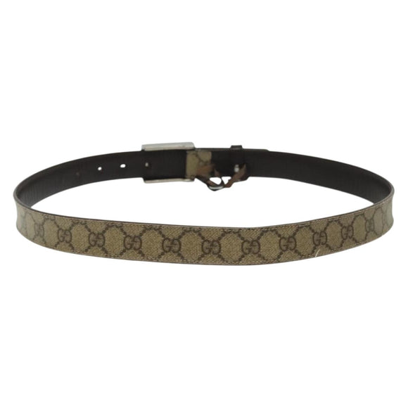 GUCCI GG Supreme Belt Leather 2Set Black Beige Auth bs29191