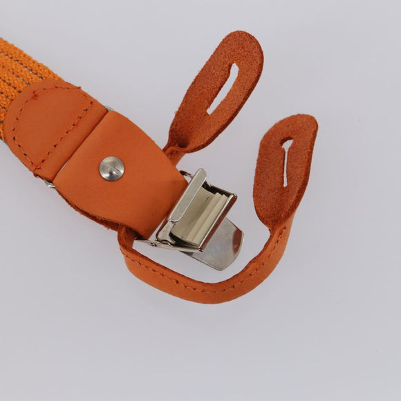 HERMES Suspenders Belt Canvas Leather 2Set Orange Auth bs29192