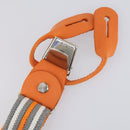 HERMES Suspenders Belt Canvas Leather 2Set Orange Auth bs29192-12