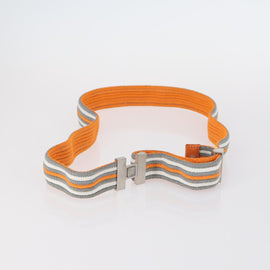 HERMES Suspenders Belt Canvas Leather 2Set Orange Auth bs29192 - 0