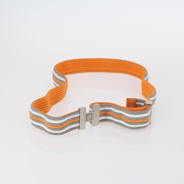 HERMES Suspenders Belt Canvas Leather 2Set Orange Auth bs29192 - 0