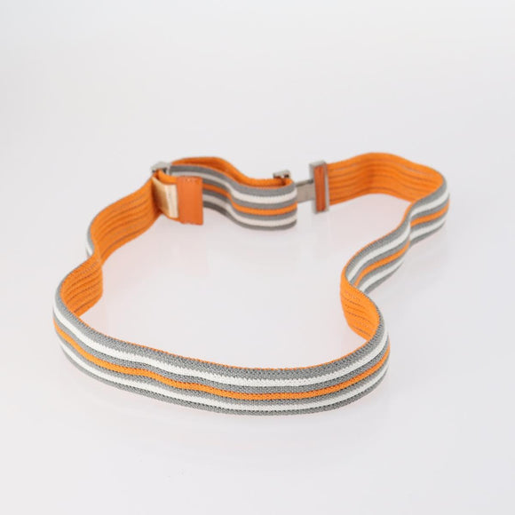 HERMES Suspenders Belt Canvas Leather 2Set Orange Auth bs29192