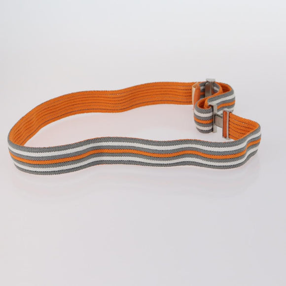 HERMES Suspenders Belt Canvas Leather 2Set Orange Auth bs29192