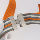 HERMES Suspenders Belt Canvas Leather 2Set Orange Auth bs29192-6