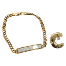 Christian Dior Brooch metal 2Set Gold Auth bs29193