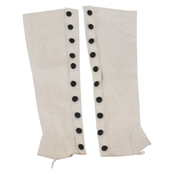 CHANEL Arm Cover Leather White CC Auth bs29195