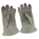 CHANEL Gloves Mouton Blue CC Auth bs29196-1