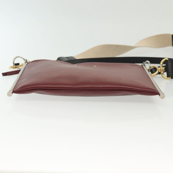 Chloe Shoulder Bag Leather 2way Bordeaux Gold Silver Auth bs29200