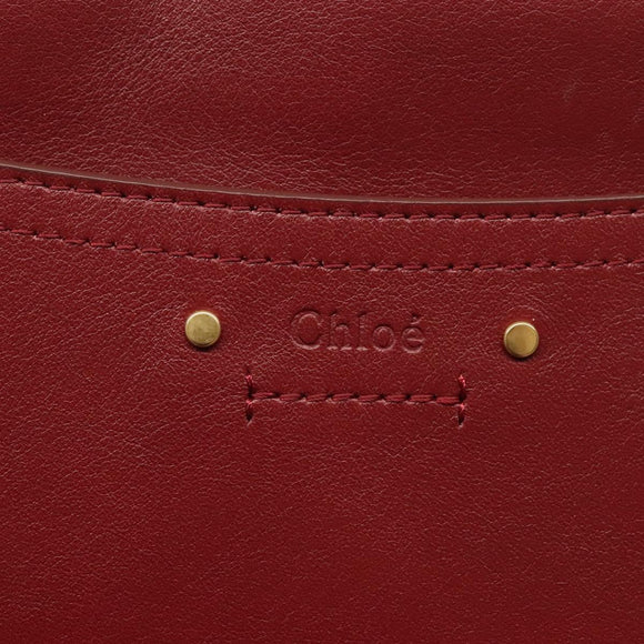 Chloe Shoulder Bag Leather 2way Bordeaux Gold Silver Auth bs29200