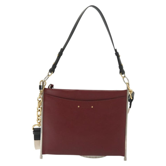 Chloe Shoulder Bag Leather 2way Bordeaux Gold Silver Auth bs29200