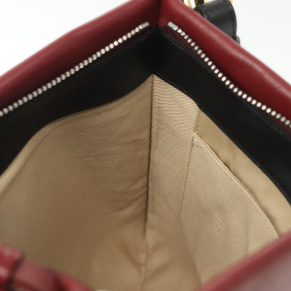 Chloe Shoulder Bag Leather 2way Bordeaux Gold Silver Auth bs29200