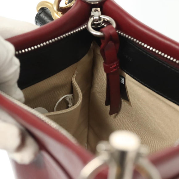 Chloe Shoulder Bag Leather 2way Bordeaux Gold Silver Auth bs29200