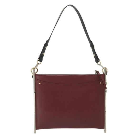 Chloe Shoulder Bag Leather 2way Bordeaux Gold Silver Auth bs29200