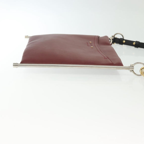 Chloe Shoulder Bag Leather 2way Bordeaux Gold Silver Auth bs29200