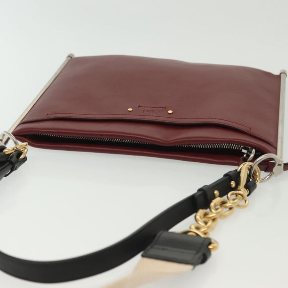Chloe Shoulder Bag Leather 2way Bordeaux Gold Silver Auth bs29200