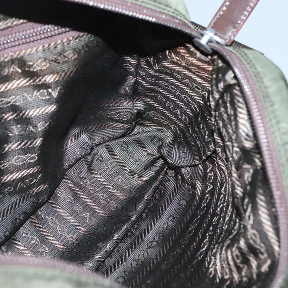 PRADA Shoulder Bag Nylon Khaki Silver Auth bs29203