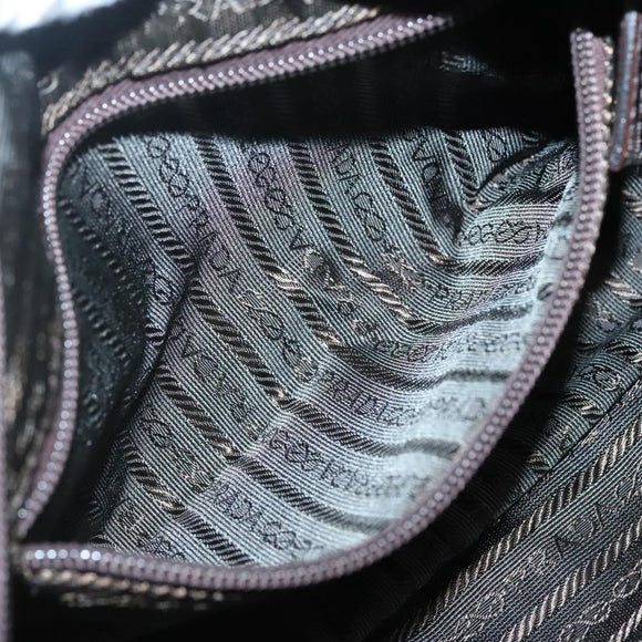 PRADA Shoulder Bag Nylon Khaki Silver Auth bs29203