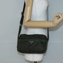 PRADA Shoulder Bag Nylon Khaki Silver Auth bs29203-24