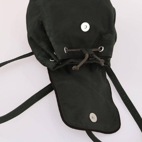 PRADA Backpack Nylon Khaki Silver Auth bs29204