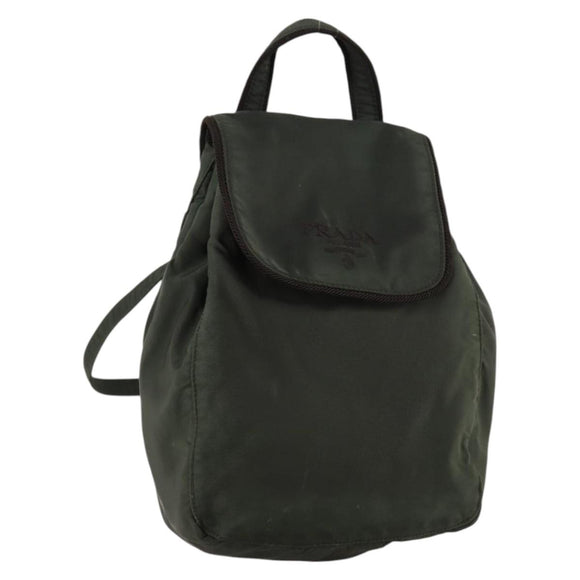 PRADA Backpack Nylon Khaki Silver Auth bs29204
