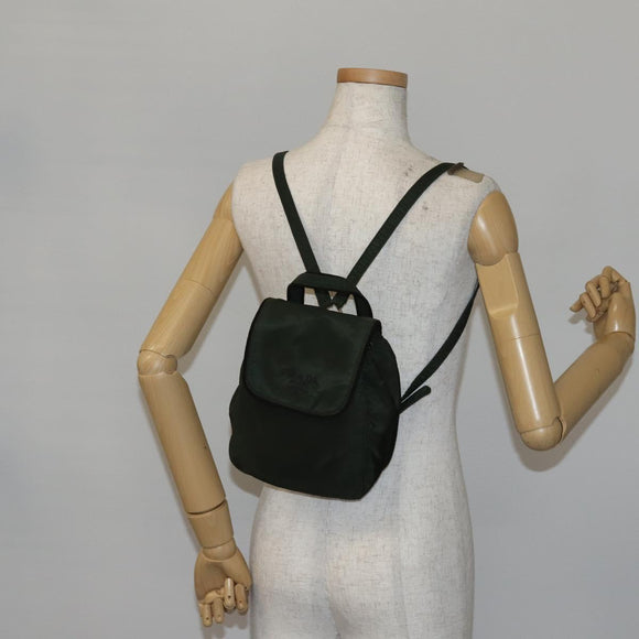 PRADA Backpack Nylon Khaki Silver Auth bs29204