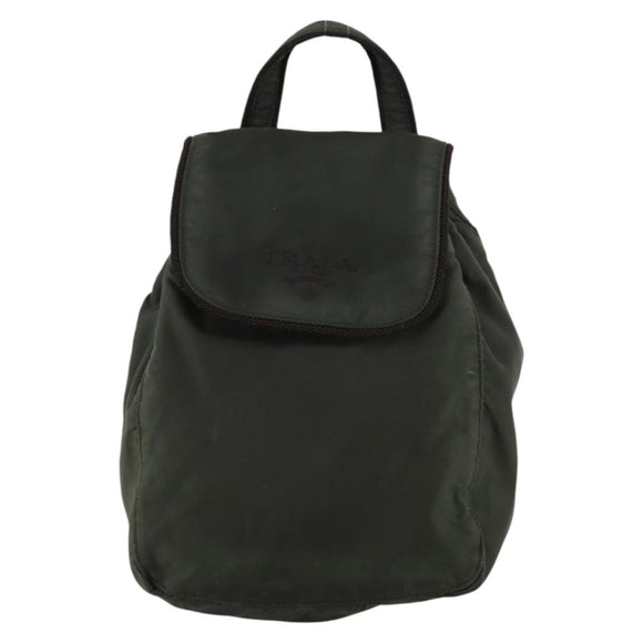 PRADA Backpack Nylon Khaki Silver Auth bs29204