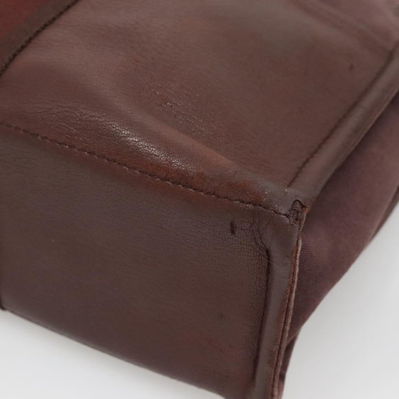 HERMES Fourre Tout MM Hand Bag Canvas Leather Brown Silver Auth bs29205