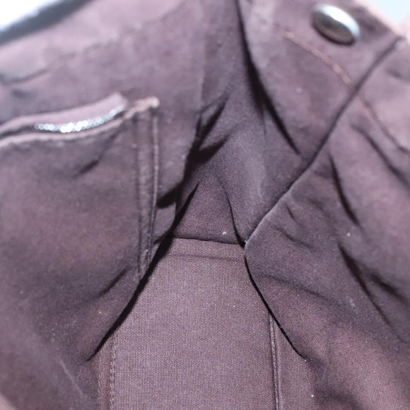 HERMES Fourre Tout MM Hand Bag Canvas Leather Brown Silver Auth bs29205