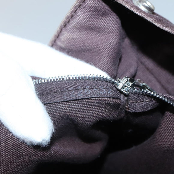 HERMES Fourre Tout MM Hand Bag Canvas Leather Brown Silver Auth bs29205