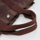 HERMES Fourre Tout MM Hand Bag Canvas Leather Brown Silver Auth bs29205-7